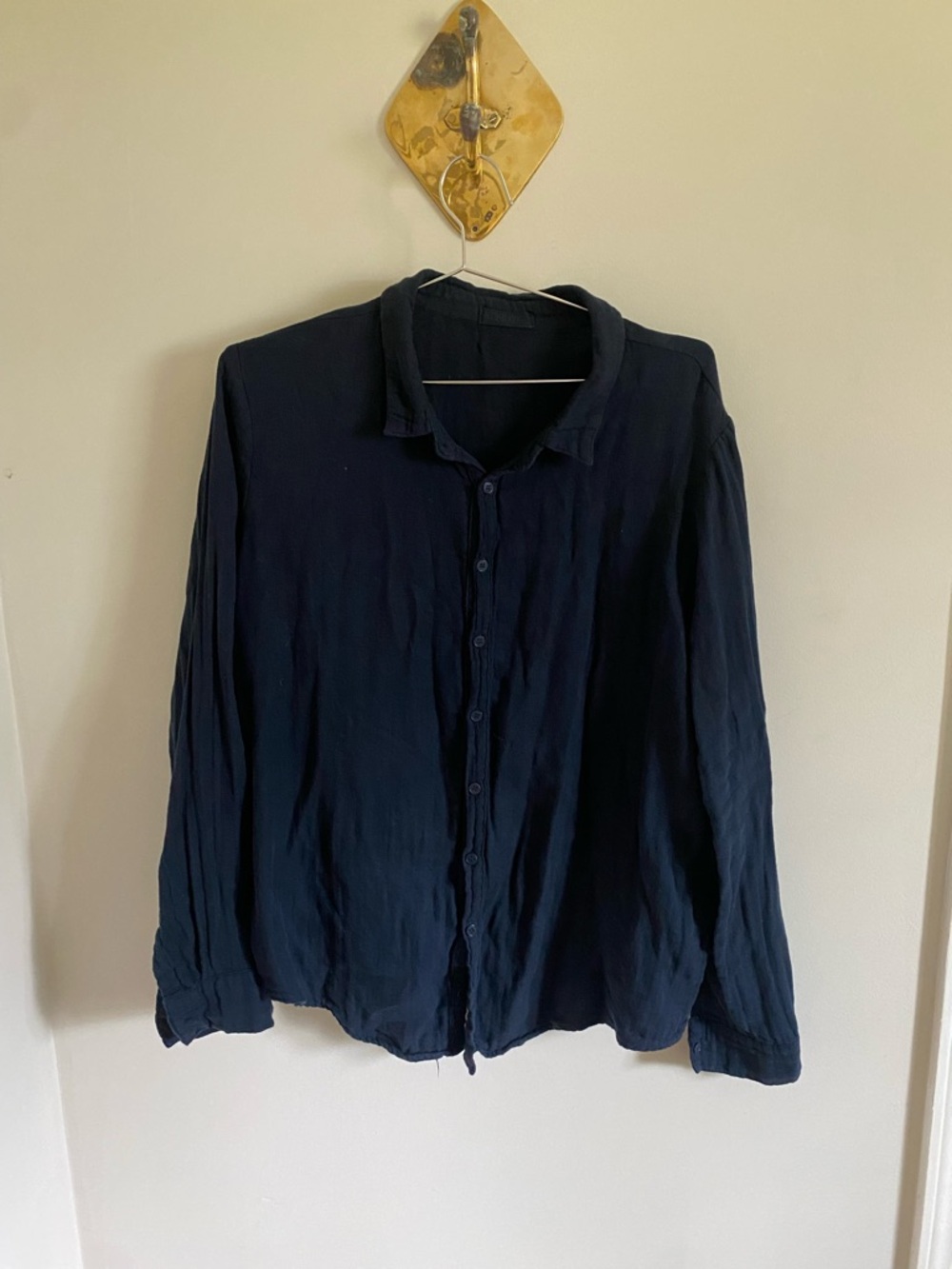 CP Shades Navy Cotton Linen Top